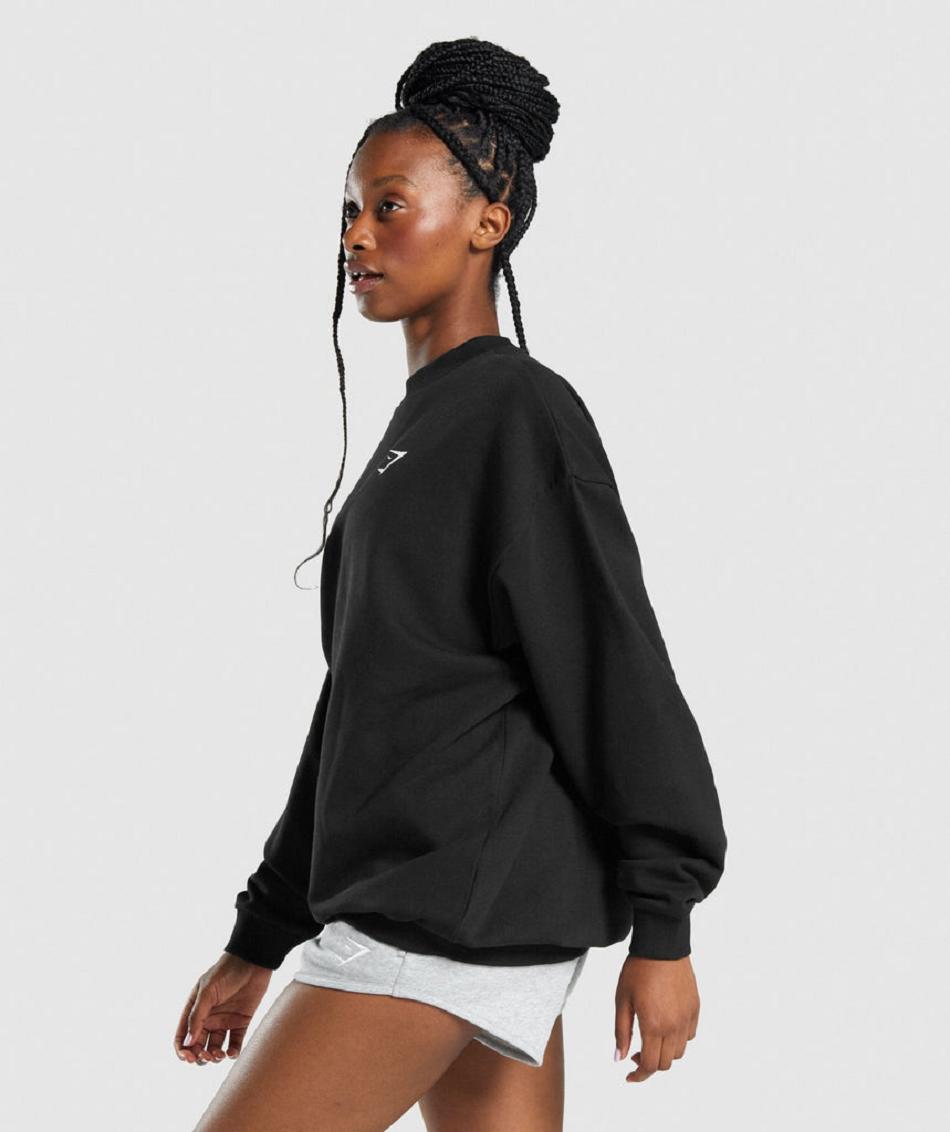 Correr Con Capucha Gymshark Entrenamiento Oversized Sweatshirt Mujer Negras | CO 2612QMA